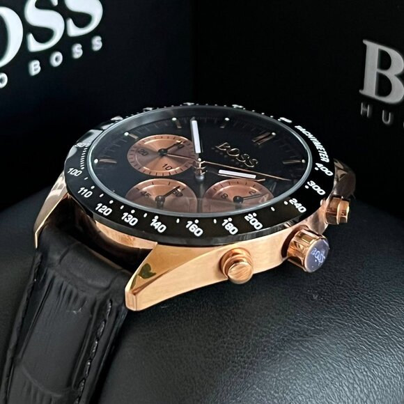Hugo Boss Men’s Talent Black Leather Chronograph Watch (HB1513580) NEW - Picture 9 of 12